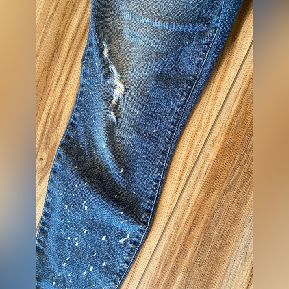 Blue Skinny Jeans with Distressed Fading - Picture 2 of 7